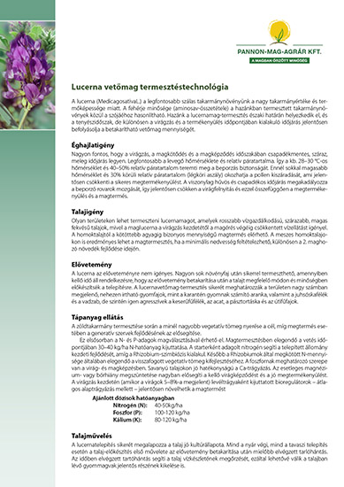 Lucerna vetőmag termesztéstechnológia