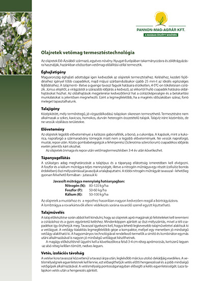 Olajretek vetőmag termesztéstechnológia